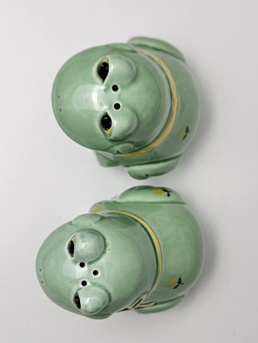 Otagiri Japan Frog Salt Pepper Shakers Spoon Rest Ceramic Kitchen Set Vintage - Picture 10 of 14